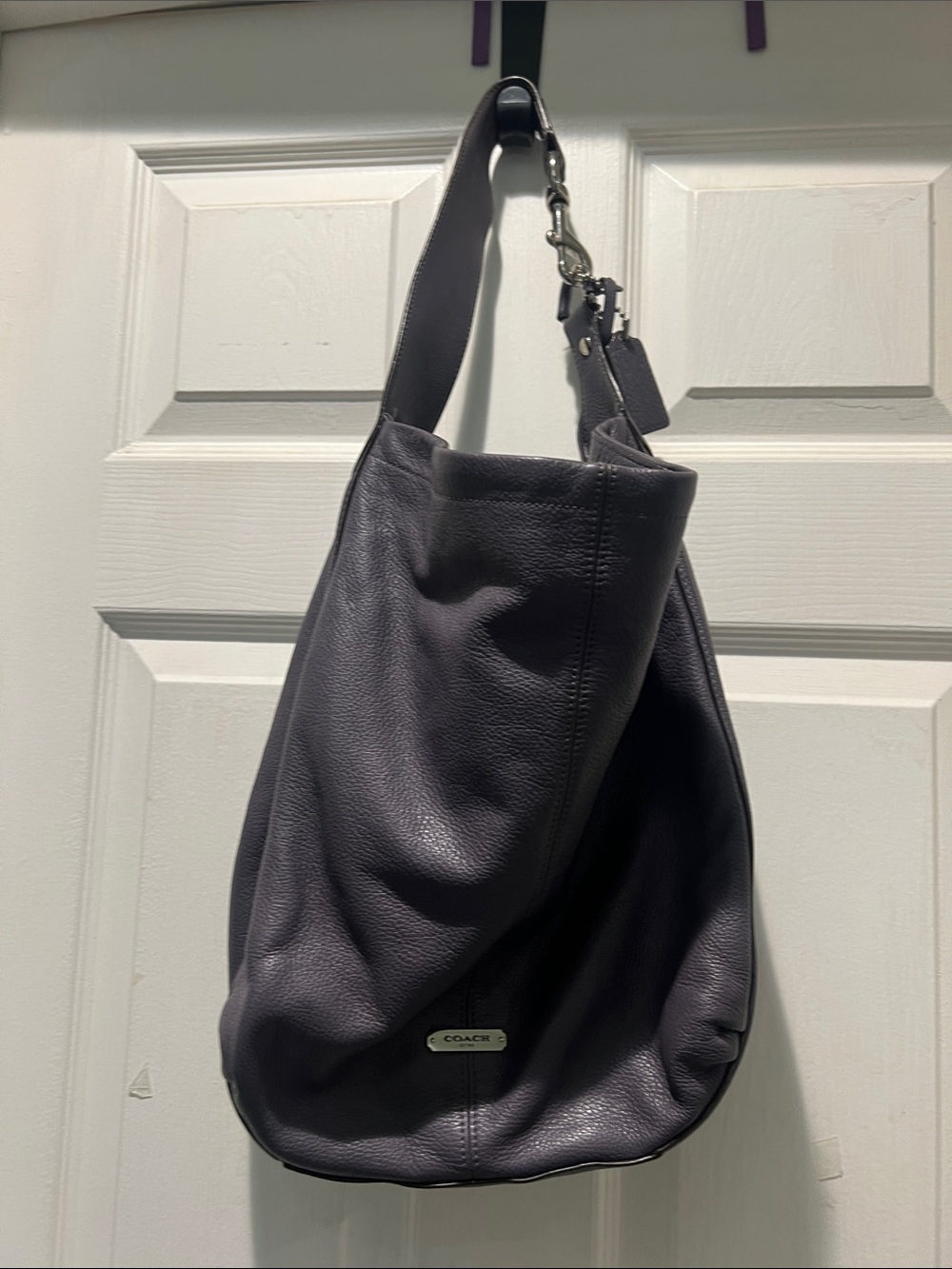 Coach Leather Hobo Shoulder Bag - Gray - Picture 8 of 10